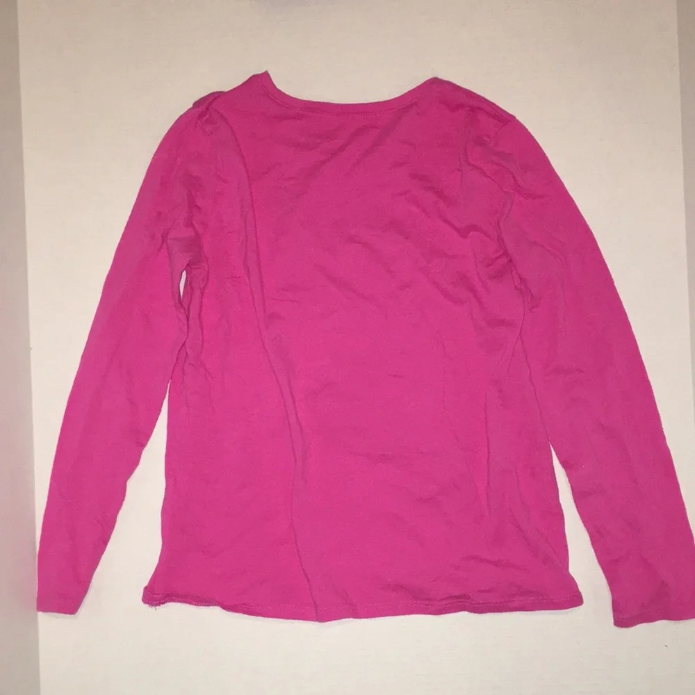Girls Hot Pink Fox Graphic Long Sleeve Tee
